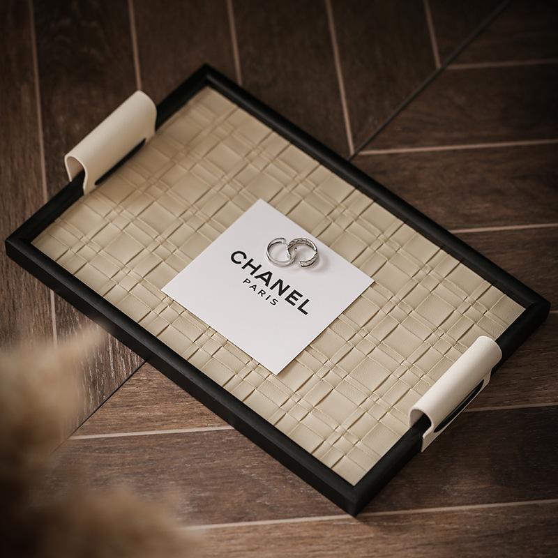 皮革木质托盘首饰收纳香薰托盘