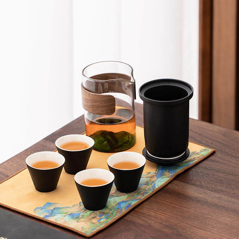 便携式旅行茶具小套装户外露营收纳包功夫泡茶壶杯快客杯一壶四杯