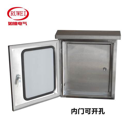 户外透视双层门不锈钢配电箱300*400*200双门电控箱按钮控制箱