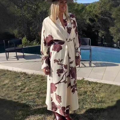 Large size extended yukata long sleeved nightgown in large