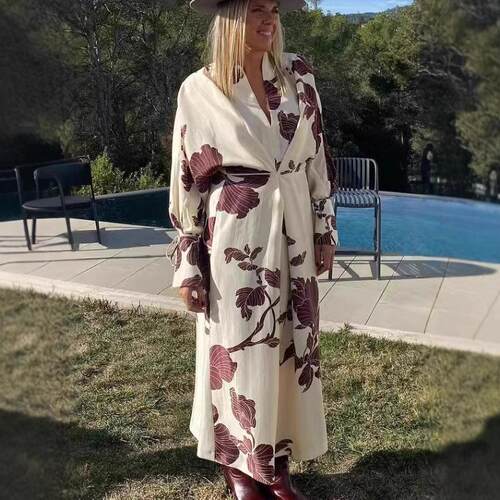 Large size extended yukata long sleeved nightgown in large