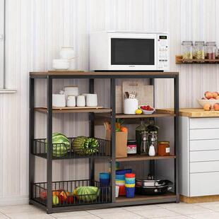 多层收纳厨房架子置置调味料厨房省物架子空间物碗柜落地式微波炉