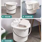 学生宿舍用钓鱼洗车储水桶盆套装 带盖水桶洗澡桶手提可坐塑料家用
