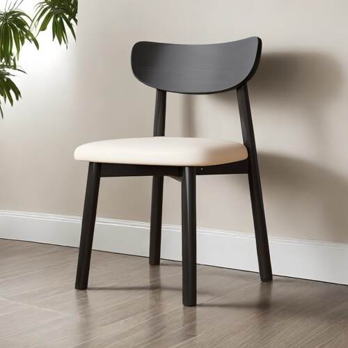 北欧实木椅子餐椅家用书房靠背椅餐桌椅饭厅奶油风白色凳子现代