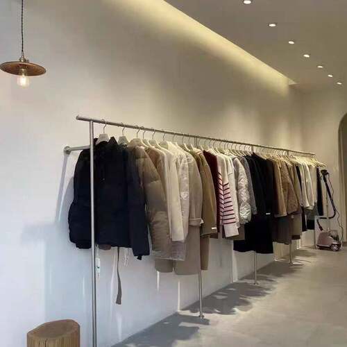 服装店不锈钢拉丝展示架落地服装架上墙壁挂架陈列架男女装店货架