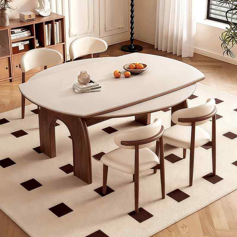 岩年中古风实木岩板餐桌椅家用小户型可变圆桌凯旋门伸缩折叠饭桌,住宅家具,岩板餐桌,淘宝优惠券,粉丝福利购,淘宝优惠卷