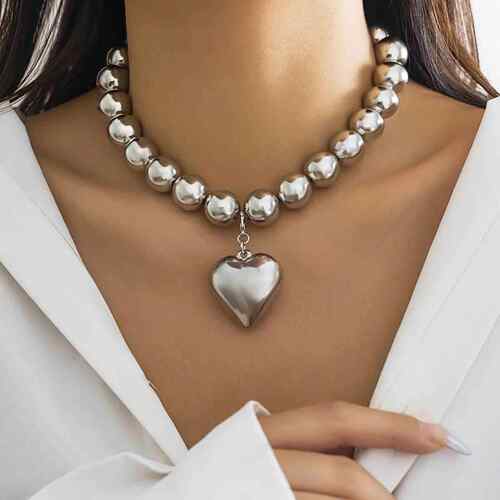 thewangs studioBig B Ball Beaded Chain and Heart Pendant Ne
