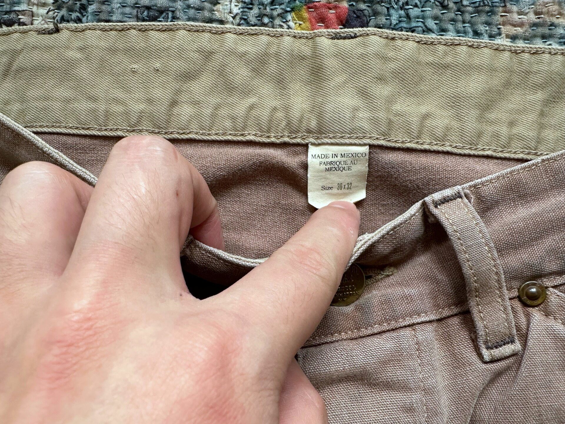 RRL Washed Distressed Double-Knee Work Pants — detail