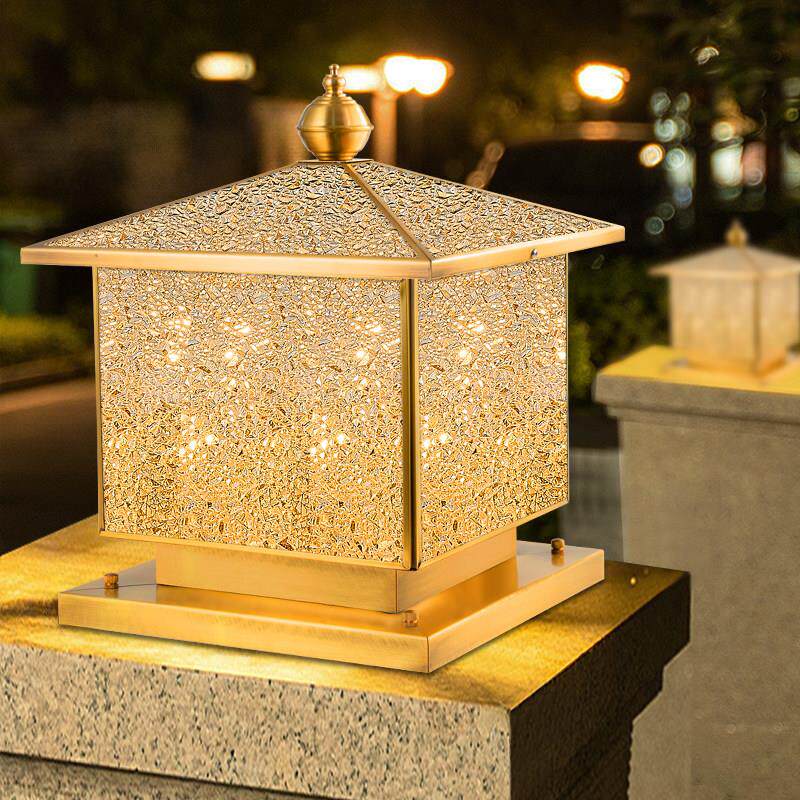 全铜柱头灯大门新中式柱子灯庭院灯别墅户外防水欧式太阳能围墙灯