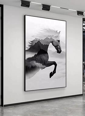 马到成功玄关装饰画2026新款客厅背景墙挂画高级感走廊过道骏马画