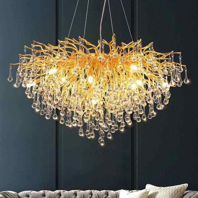 轻奢晶树吊灯后现代奢华680客厅厅金色卧室餐设水计师枝创意树枝