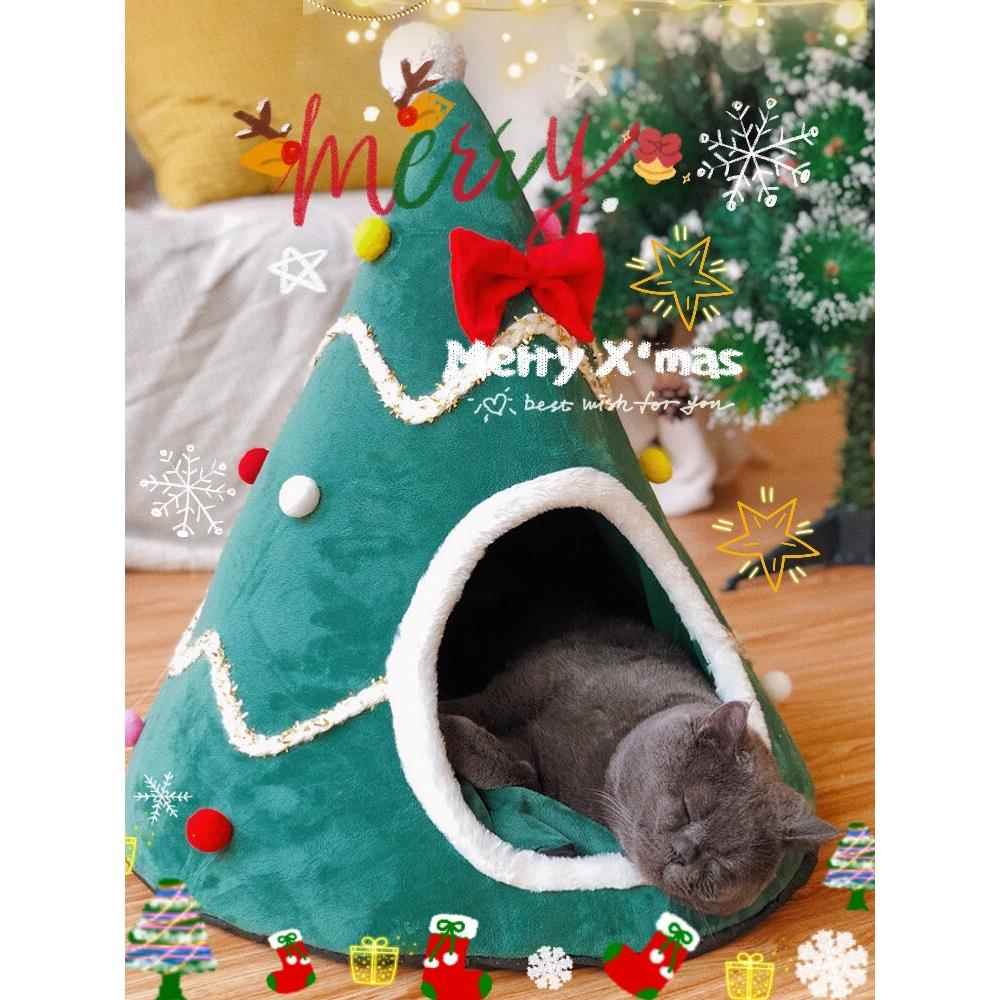 正品圣猫窝秋冬大保暖半季封闭式诞超猫别墅可拆洗网红猫房子安全