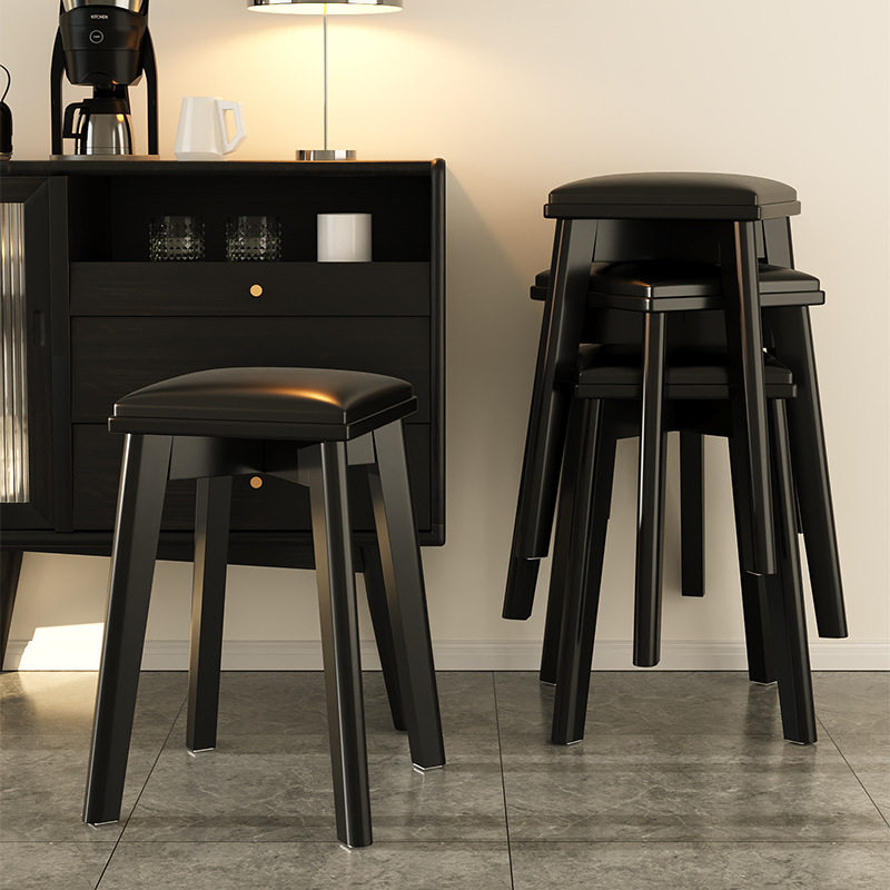 软包凳子客厅方凳家用不占地方的凳子实木餐凳梳妆凳轻奢板凳黑色,住宅家具,餐椅,淘宝优惠券,粉丝福利购,淘宝优惠卷