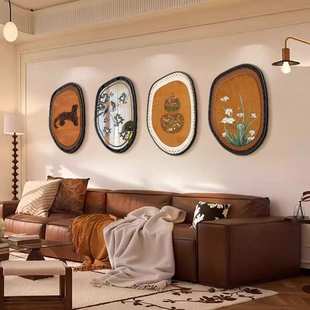 饰画卧室床头挂画法式 中古风金钱豹客厅沙发背景墙装 复古高级壁画