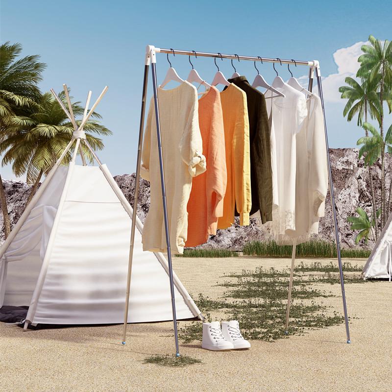 落地折叠旅行晾衣架不锈钢伸缩室内宿舍晒衣架单杆出差酒店晾新品