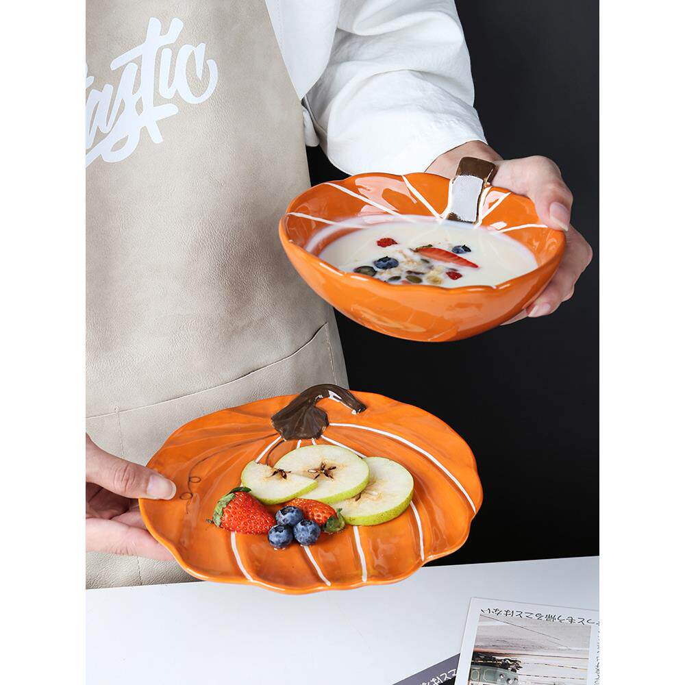 创意个性南瓜碗家用陶瓷可爱宝宝辅食碗儿童餐具水果沙拉碗早餐碗