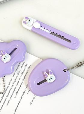 可爱卡通紫色小猫美工刀高颜值迷你便携式开箱器拆快递手账裁纸刀
