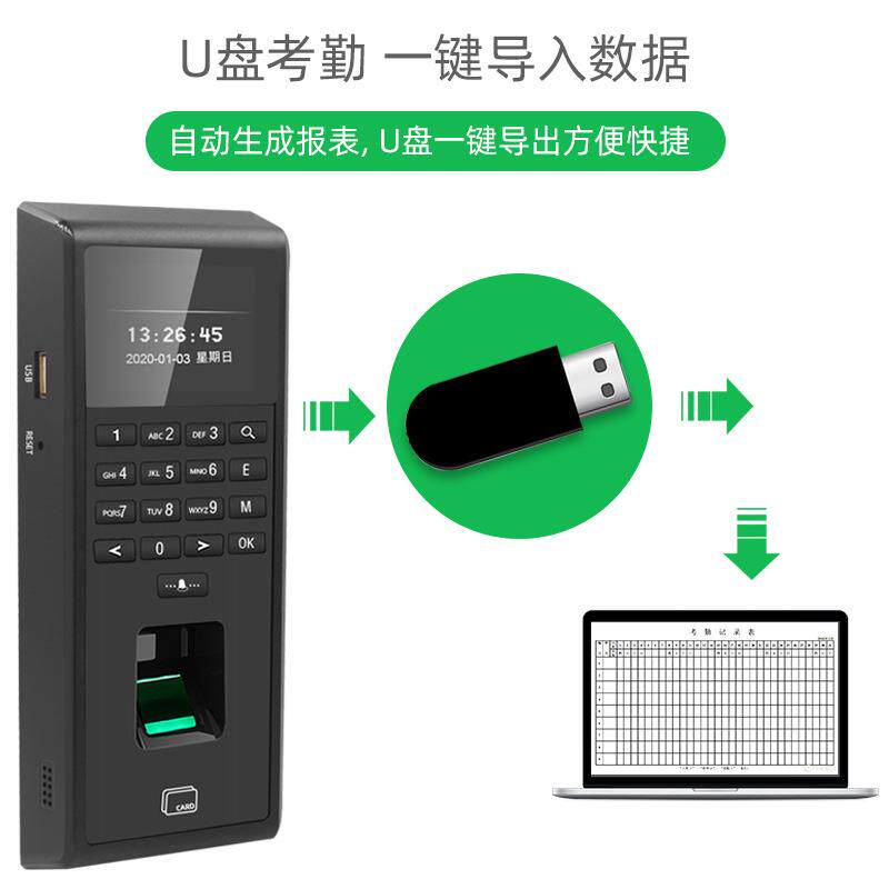 指卡纹打一机考CL-F601S机勤门禁体机员工上班ID刷卡密码开门带英
