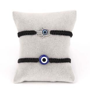 2PCS Blue Evil Eye Couple Bracelet Sets for Woman Men Charm0