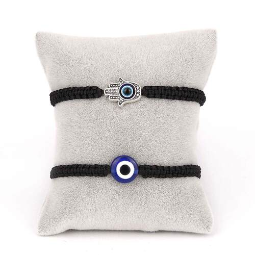 2PCS Blue Evil Eye Couple Bracelet Sets for Woman Men Charm0