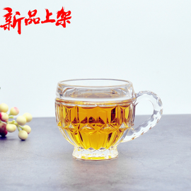 玻璃杯子家用套装6只装带把泡茶水杯啤酒杯牛奶杯果汁杯加厚耐热