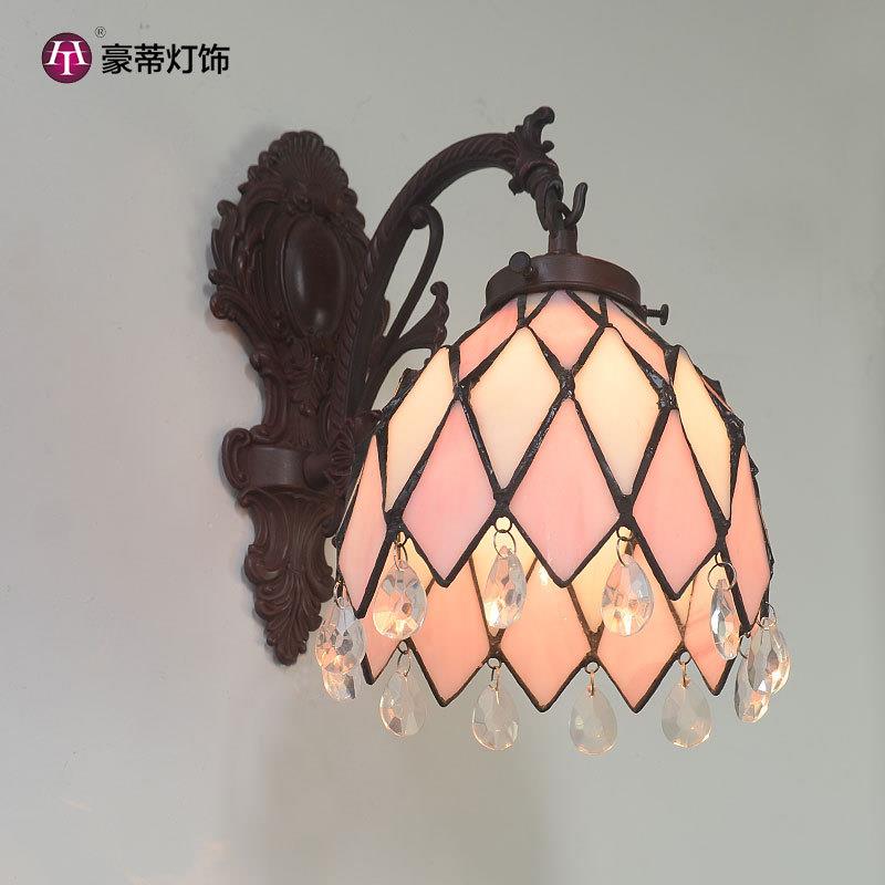 厂厅家直销式美粉248红恋人彩水晶壁灯过道玄关客厅餐装玻饰壁灯