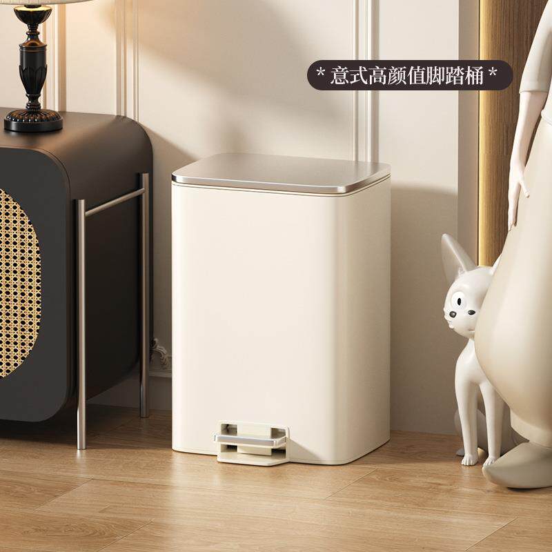 客厅垃圾桶家用轻奢高档不锈钢带盖厨房大容量免弯腰双层