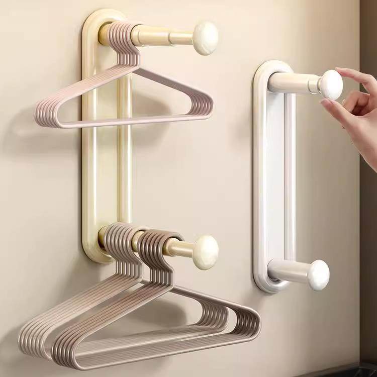 衣架收纳层架免打孔阳台壁挂多功能整理架家用晾衣架卧室收纳挂架,收纳整理,塑料衣架,淘宝优惠券,粉丝福利购,淘宝优惠卷