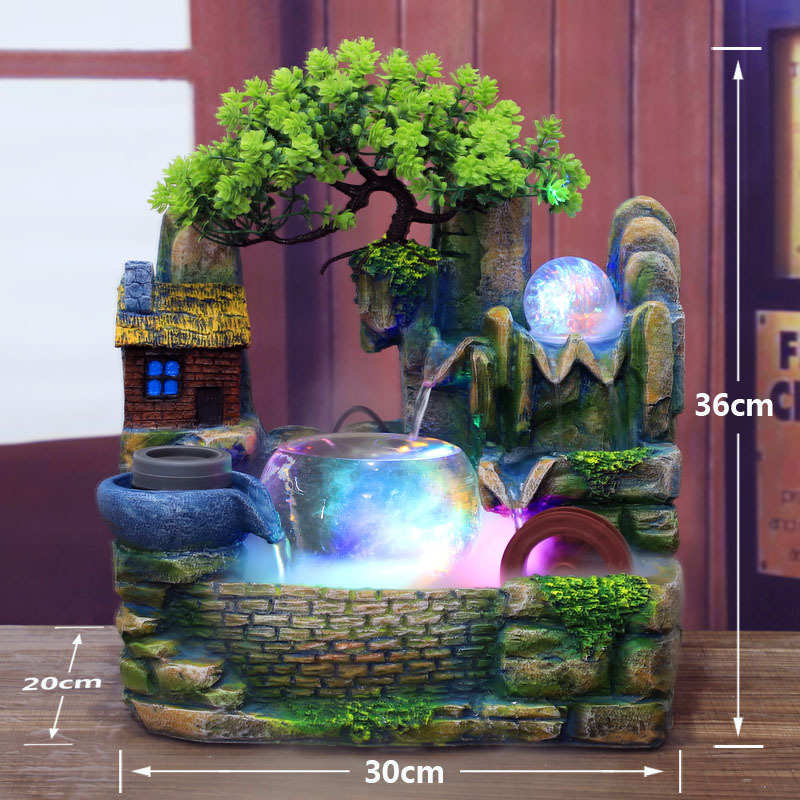 树脂鱼缸工艺开业招财摆件家居装饰客厅乔迁外贸工艺假山流水