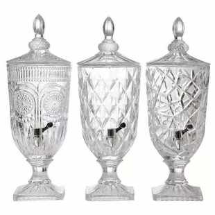 玻璃水瓶缸ktv壶浮雕果汁酒吧汽创意吧台浮雕带龙头壶盖带果汁