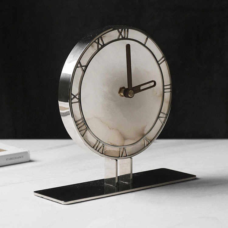 现代创意轻奢台式桌面玉石时钟样板间床头柜电视柜水晶石英钟摆件,家居饰品,装饰摆件,淘宝优惠券,粉丝福利购,淘宝优惠卷