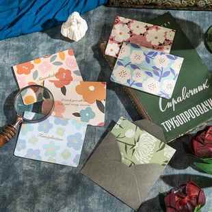 带信封节日贺卡古典风生日礼品水彩小碎花小卡片卡花店烘焙附送卡