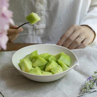 曼叙恬素草木灰粉引手作片口碗 果盘茶盘点心盘干果盘餐具