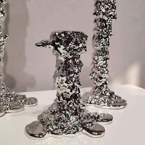 现代轻奢树脂融化烛台摆件客厅餐厅高档蜡烛台样板间装饰家居软装