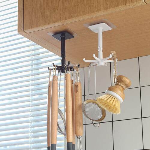 Multifunctional 360° Rotating Foldable Hook Kitchen Storage