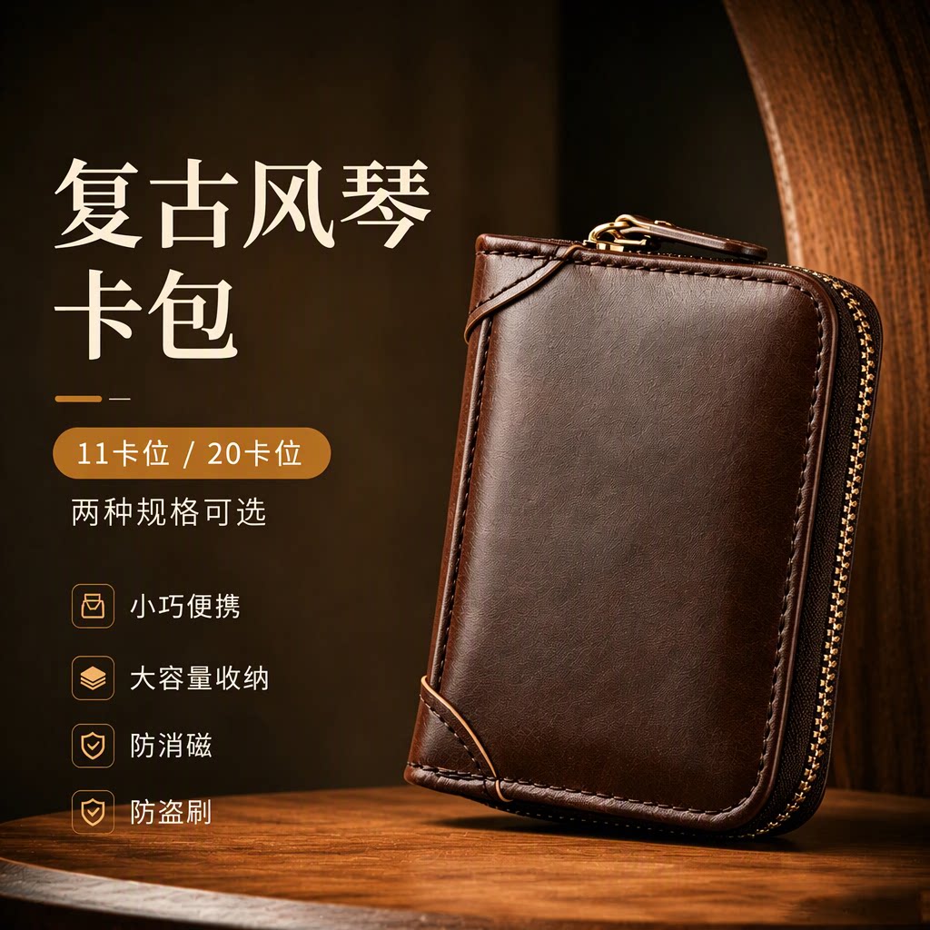 真皮卡包男士防消磁防盗刷小巧多卡位卡夹大容量一体驾驶证卡套