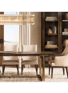 RH实木复古锻打长方形餐桌椅组合家用餐厅家具酒店亚马逊出口工厂