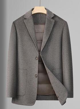 男式休闲西西装秋双面脱呢卸羽冬绒内胆Y6802-J商务保暖单中年羊