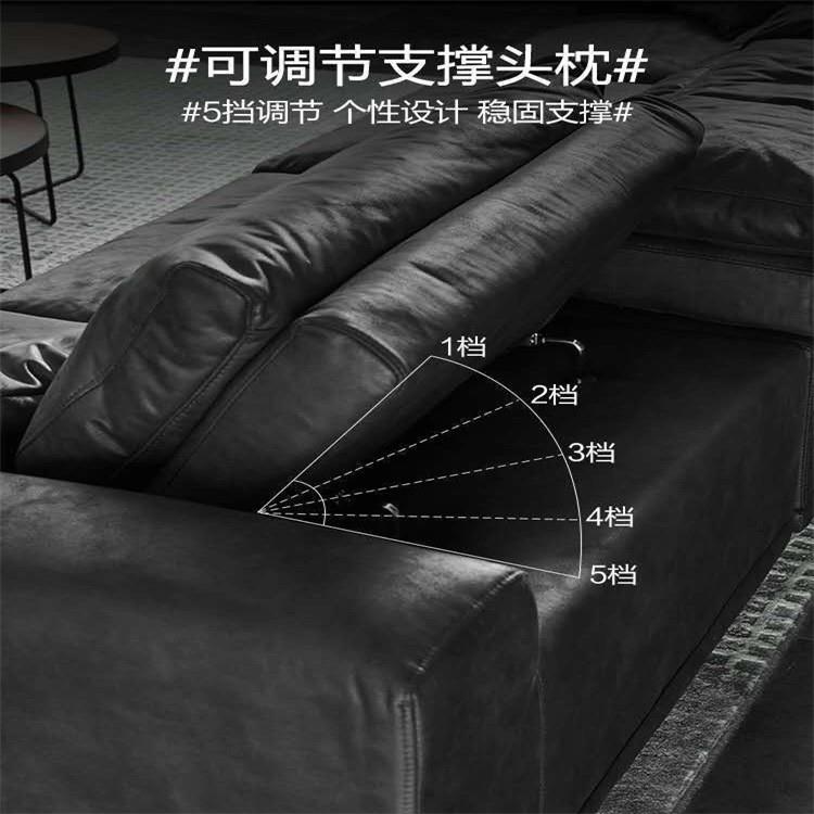 科技布沙发现代简约北欧风羽绒纳米免洗超软黑色轻奢意式极简沙发