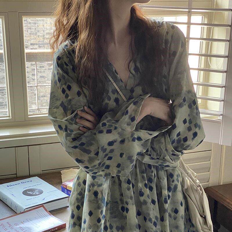 欧洲站秋装女2025年新款法式气质长裙子高级感长袖碎花洋装