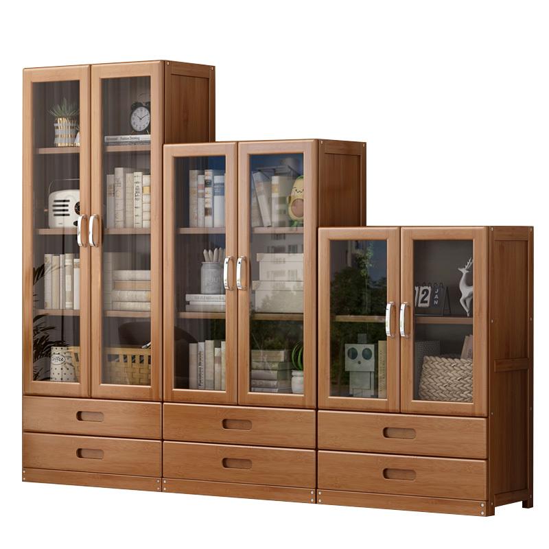 L*书架置物架落地带门书柜简易儿童小型非实木卧室客厅学生收纳家