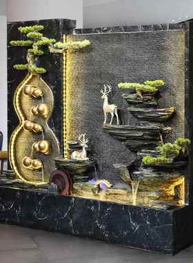 水幕墙流水玄关装饰办公室隔QVI断户屏外庭院山鱼池假风喷泉景观