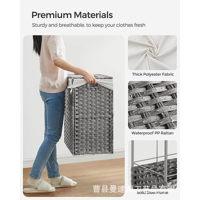 现货衣藤带盖编脏衣收纳筐洗筐房手工编织可折叠洗衣篮脏衣篮带滑