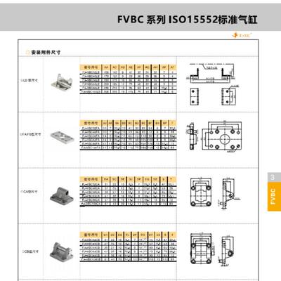 E.MC亿太诺标准气缸FVBC/FXBC32/40/50/63/80/100X25X50X75X82-S