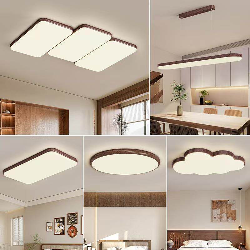 2026款侘寂风复古钢琴吸顶灯胡桃木纹中古设计师日式长方形主灯