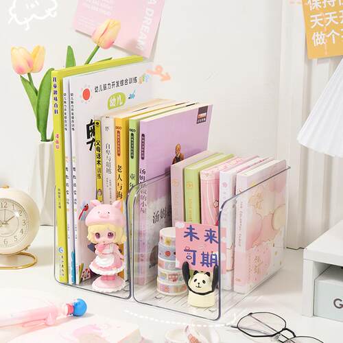 Acrylic Desktop Transparent Bookshelf, Document Organizer, a