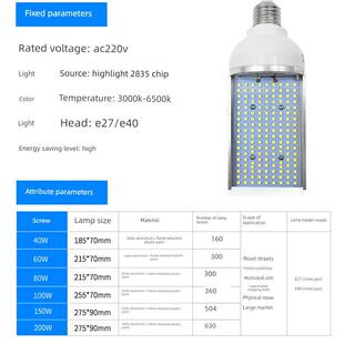 Led卧式插入式灯泡玉米节能灯螺旋铝大功率道路户外钠金卤素灯替