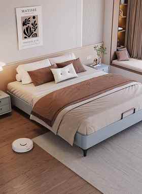 现代简约主卧床小户型GYB齐子床架靠背边床无无床头床出租房榻榻