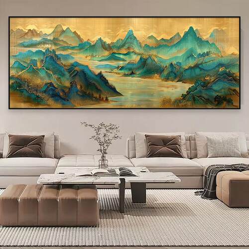 千意里江山图客厅挂画沙发画URA背景墙国中式茶室办公室禅新山水
