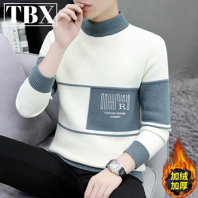 高端一体绒半高领毛衣男士秋冬季2025新款加绒加厚保暖打底衫男款